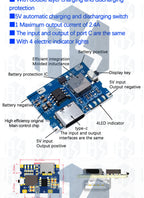 LiPo Battery Charging Protection Module, 5V 2.4A USB Type-C Boost Converter Power Supply Board