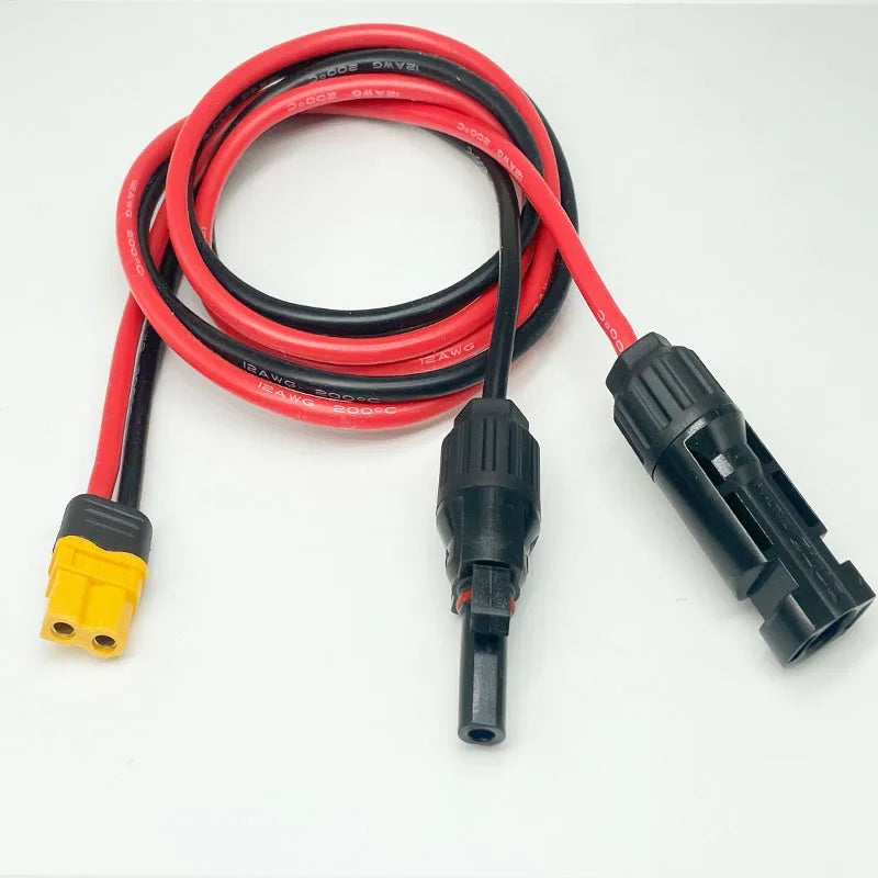 XT90 to Solar Connector Cable 10AWG XT60 Male to Female Silicone Extension Cable For Remote Battery Solar Portable Power Station