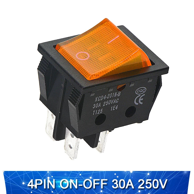 KCD4 Rocker switch ship type switch rocker power button 4/6PIN red light green light 31x25mm16A/30A 250v ON-OFF/ON-OFF-ON
