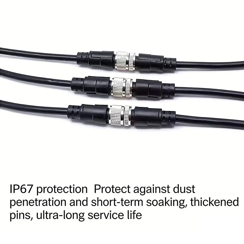 M12 Aviation Plug Connector 2 3 4 5 6 8 Pin Male Female Waterproof Sensor A-type Straight Head with Plug PVC Signal Line 0.2-10M