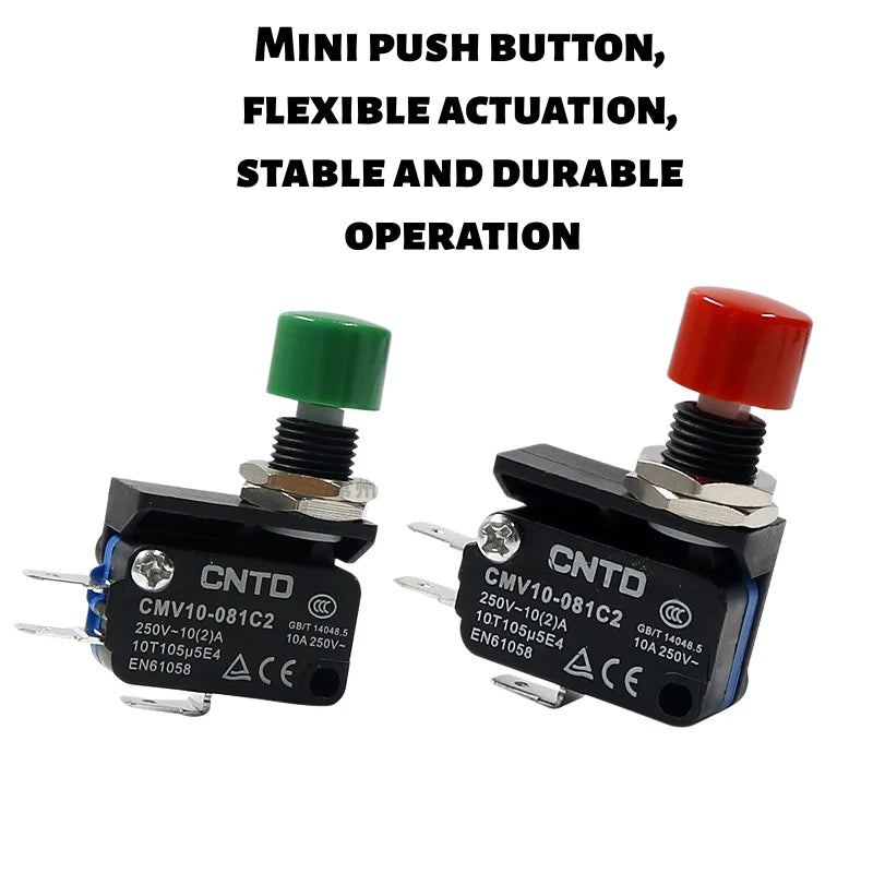 Micro Switch CMV10 081C, Short Roller Lever, Flame‑retardant Plastic Housing, Silver Contact, 1NO 1NC 16A 250VAC for Househ