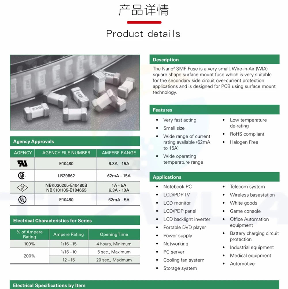 10PCS,1808 125V 250V AC 0451 SMD Fast Blow Fuse 0.5A 0.75A 1A 2A 3A 4A 5A 6.3A 8A 10A 12A 15A 500MA 750MA 2410 ultra-rapid Fuses
