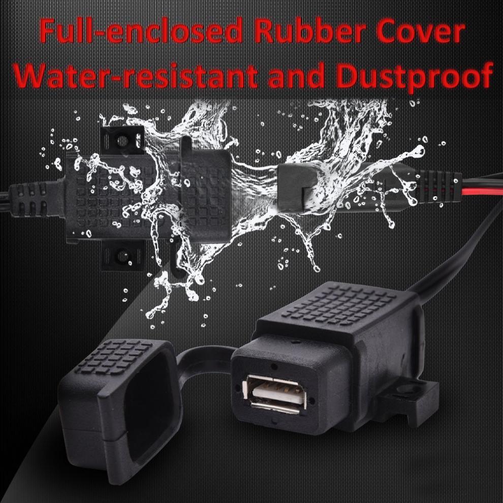 12V Waterproof Motorcycle SAE to USB Phone GPS MP4 Charger Cable Adapter Motorbikes Inline Fuse Power Supply