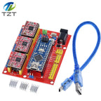 TZT 3DV4 CNC Shield V4 + Nano 3.0 + 3pcs A4988 Reprap Stepper Drivers Set For Arduino