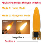 LED Flash Flame Candle Edison Light Bulb 3V LED Light 2-Mode Diode Birthday Party Decoration Light Bulb Accessories 1800K