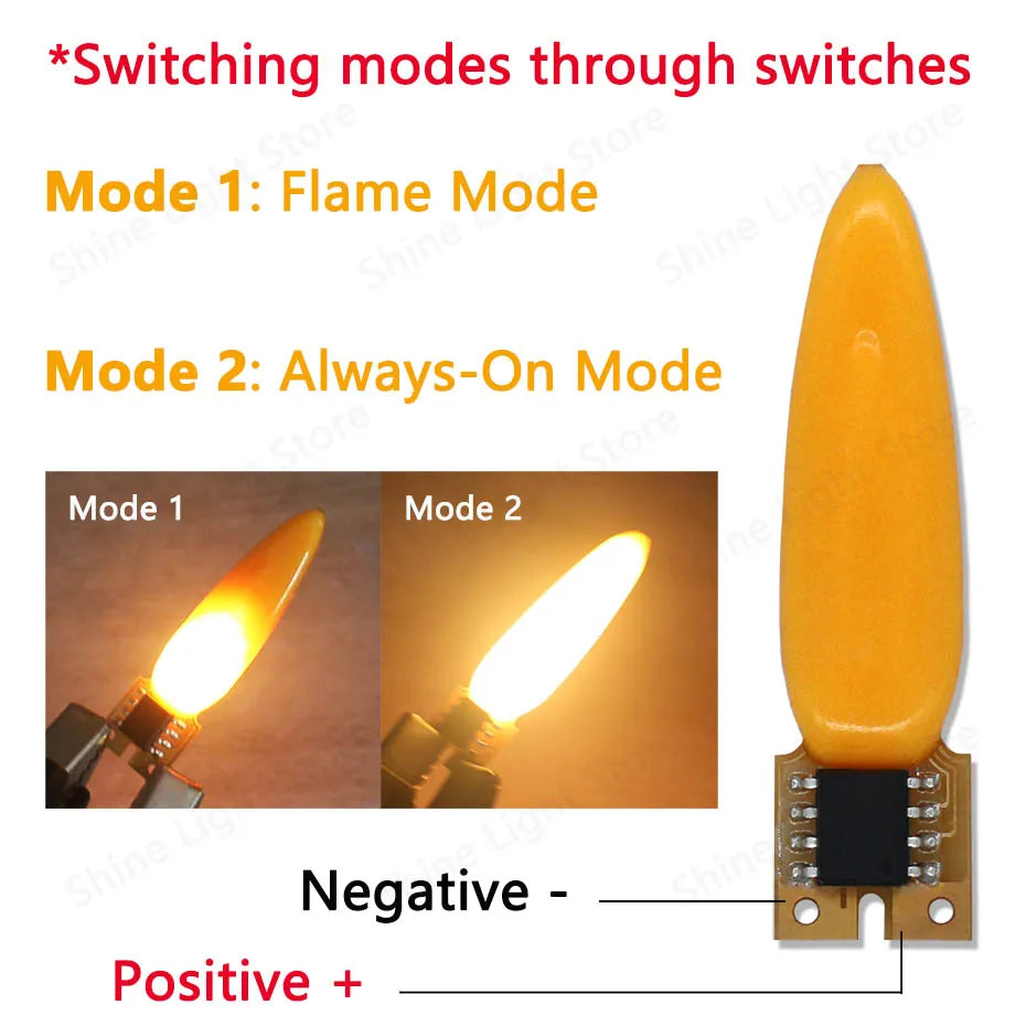 LED Flash Flame Candle Edison Light Bulb 3V LED Light 2-Mode Diode Birthday Party Decoration Light Bulb Accessories 1800K