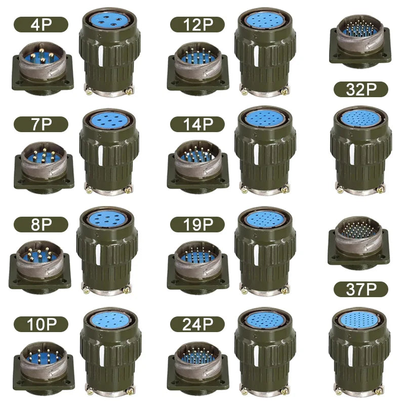 Y28M Aviation Connector YP28 28mm Aviation Plug Aviation Socket 4/7/8/10/12/14/19/24/32/37 Pin Male Female Cable Joint