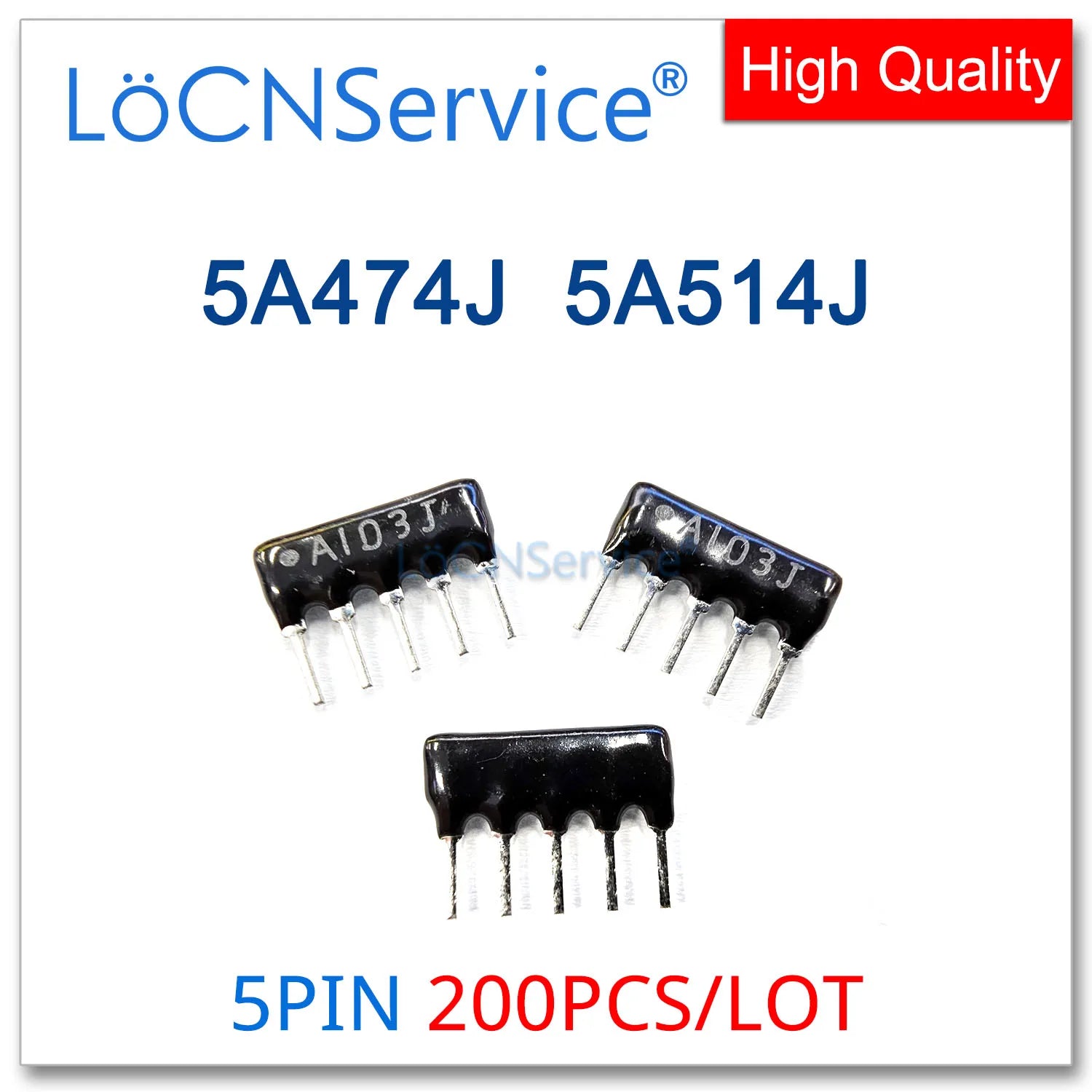LoCNService 200PCS 5PIN Exclusion Network Resistor array DIP 5A474J 5A0514J 474 514 470K 510K OHM A05 474JP 514JP