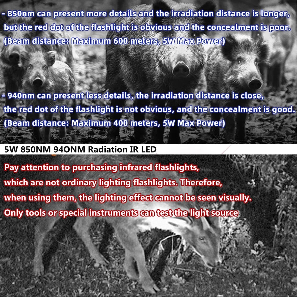 Zoomable LED Infrared Tactical Flashlight Night Vision Rechargeable Waterproof Hunting Torch 850nm/940nm IR Flashlight