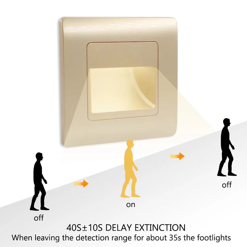 Led Stair Light 4 Colors PIR Sensor Wall Light AC110V 220V Recessed Footlight Corridor Step Lamp Motion Induction Wall Lamp