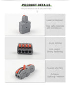1 in 2/3/4/5 out Quick Splicing Mini Compact Connector Orange/Yellow/Blue Lever Push-in Terminal Block For Electrical Connection