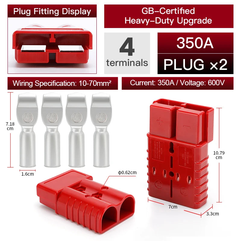 2pcs Quick Connector 40A 50A 120A 175A 350A Car Battery Power Plug 2P 600V High Current Electrical Wire Connectors