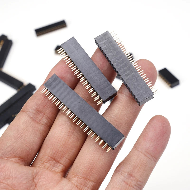 10pcs 2.54mm 2X2/3/4/5/6/8/10/12/13/20/40 Pin Female Header Strip Connector Double Row Straight Needle  2.54 Female Header Socke