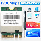 Fenvi 1200Mbps BCM94352Z WiFi Network Card Bluetooth 4.0 Dual Band 5G/2.4Ghz BCM94352 DW1560 NGFF M.2 Adapter for Hackintosh Mac