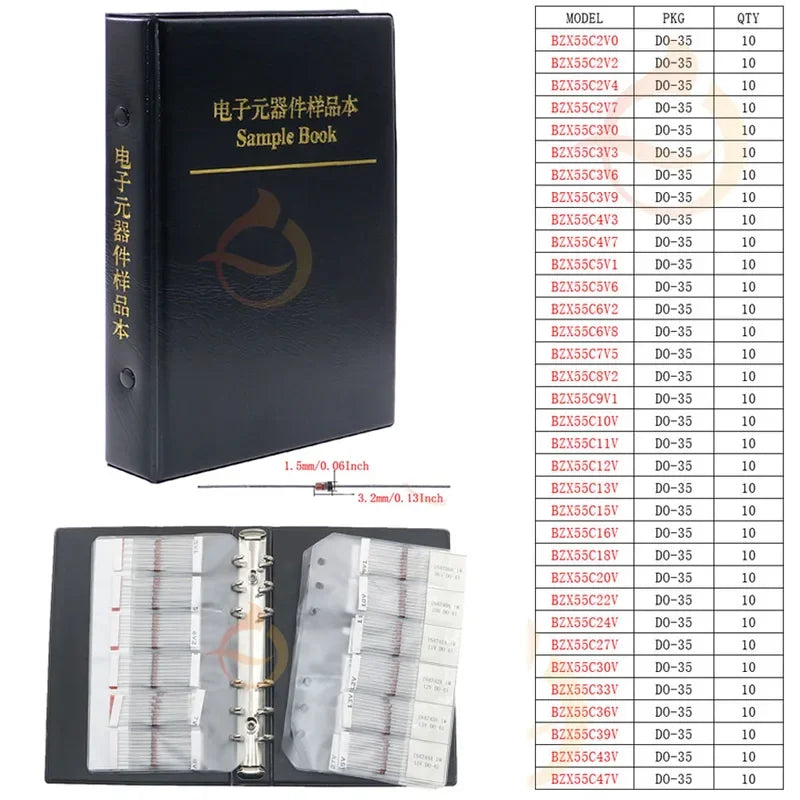DIP SMD Zener Diode TVS Diodes Fast Switching Schottky Diode Assorted Kit DIY Mix Electronic set