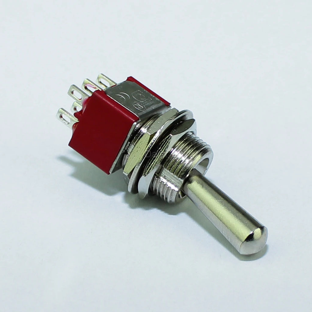 5PCS Large Long Handle Mini Toggle Switch 3 Position DPDT Latching Momentary Switch 12MM ON-OFF-ON DPDT MTS-203 6A 125VAC