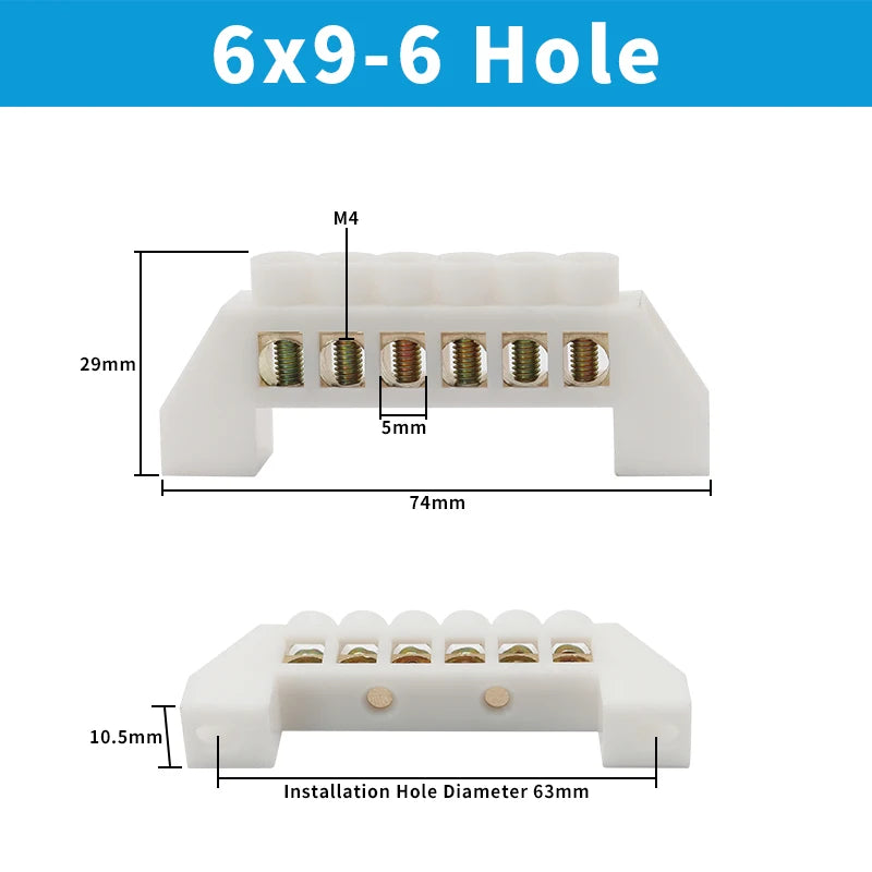 OMCH Terminal Bar 7x10 9x14mm Brass Ground Neutral Block High Conductivity Bridge Connector for Power Distribution Cabinet