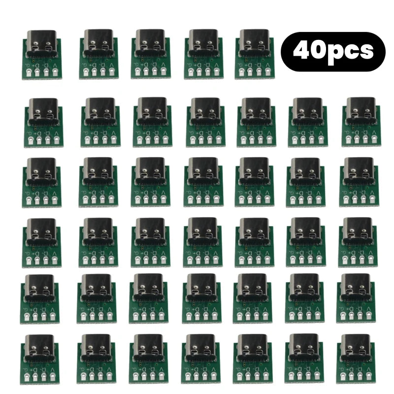 USB 3.1 Type-C 16-Pin Test Breakout Board 2.54mm Pitch for Arduino Raspberry Pi ESP32 Diagnosis Data Cable Prototyping DIY