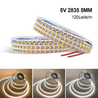 5V 2835 LED Strip Light 3mm 5mm 8mm PCB Width 120Leds/m Flexible LED Tape Ribbon Diode USB/2PIN Wire Led Lights for Room Decor
