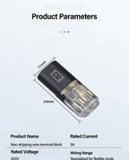 Electrical Wire Terminal No Stripping Quick Cable Connectors Dual Line Interconnection Detachable Safety Electric Wire Connector