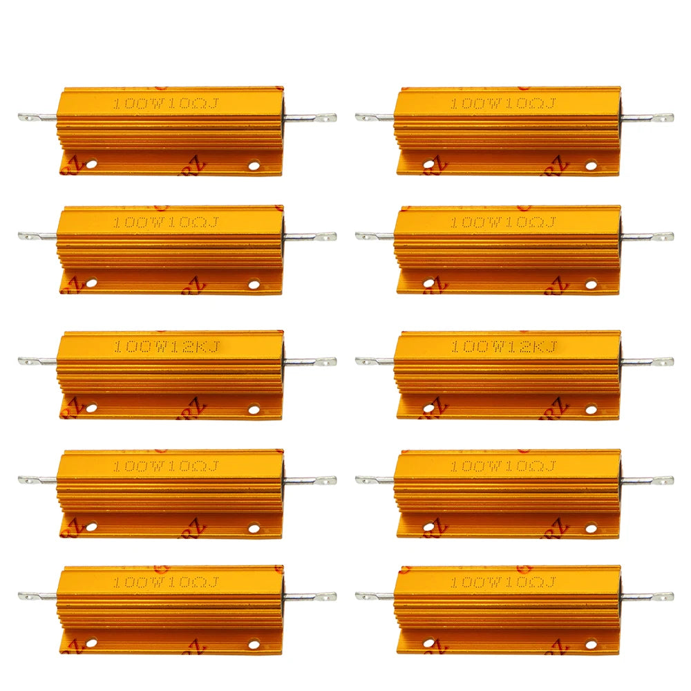 100W 27R 32R 0.01R 0.15R 0.68R Aluminum Housing Power Resistor High Wattage Wirewound Resistor 0.01Ω–150KΩ Assorted Values 2R