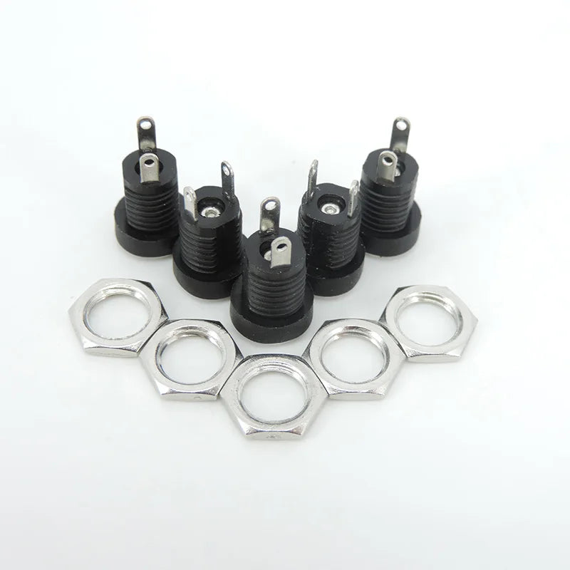 DC022B 5.5 X 2.1mm DC Power Jack Supply Socket Connector DC Female 2 Terminal 2 Pin Panel Mount Connector Plug Adapter 5.5*2.5