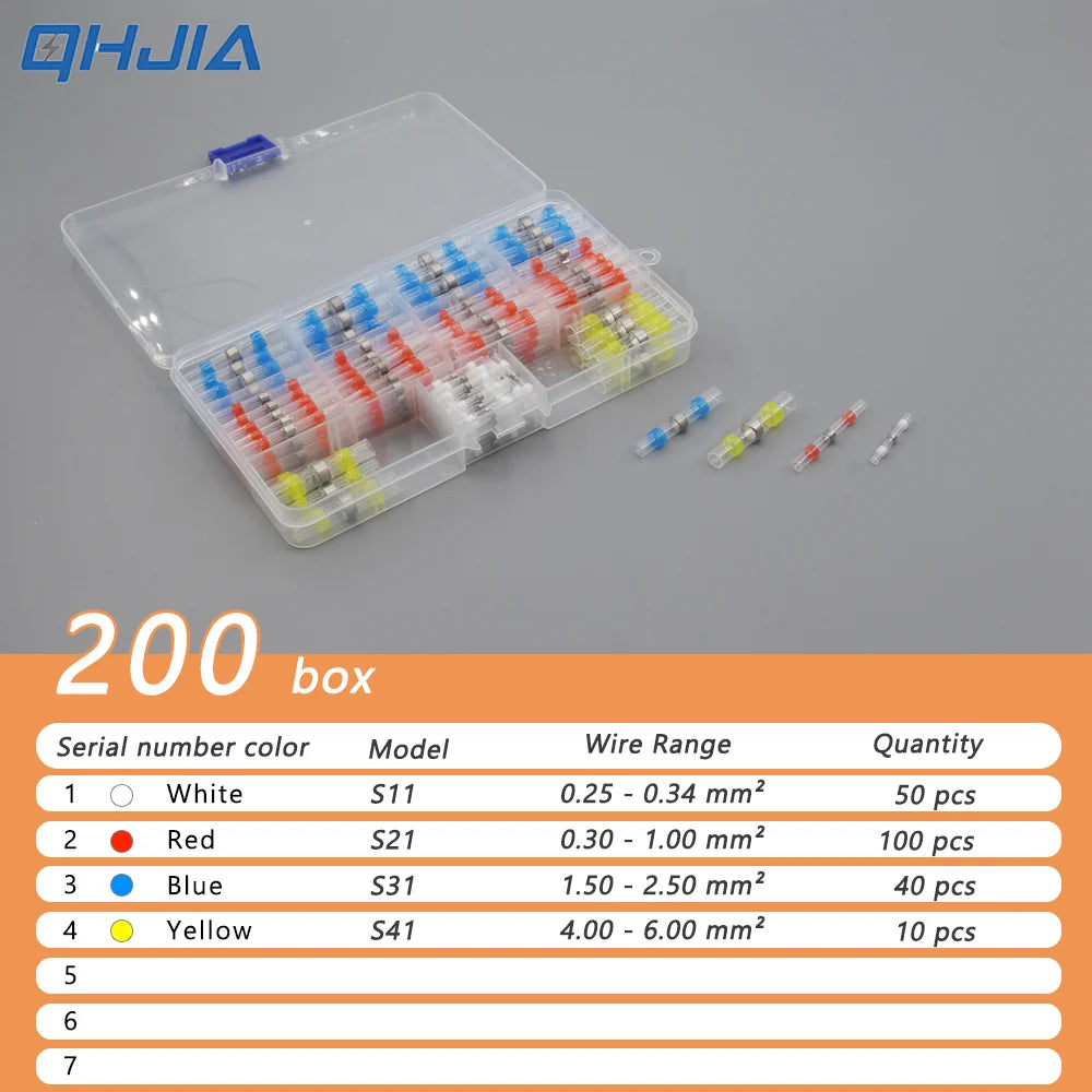 50-500Pcs Waterproof Heat Shrink Tube Solder Insulated Butt Splice Connectors Set for Electrical Wire Terminals - Electric Splic