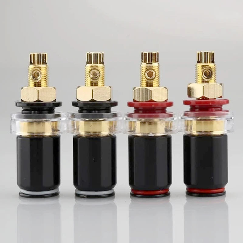 4pcs Speaker Binding Post Gold Plated Terminal Female Banana Jack Connector HIFI Audio Amplifier Banana Plug Socket Terminal