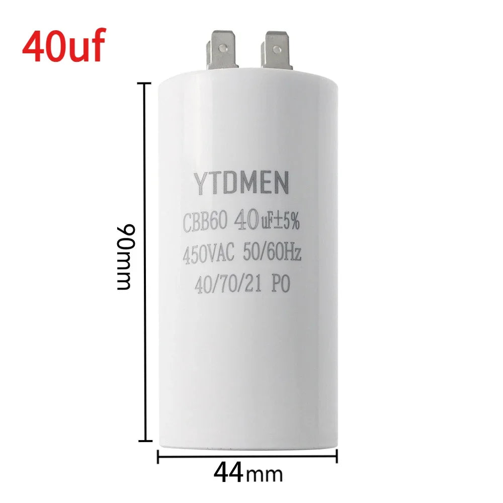 CBB60 450VAC 4~60μF ±5% 4-Pin Double Insert Motor Run Capacitor for Air Conditioner/Refrigerator/Pump，50/60Hz