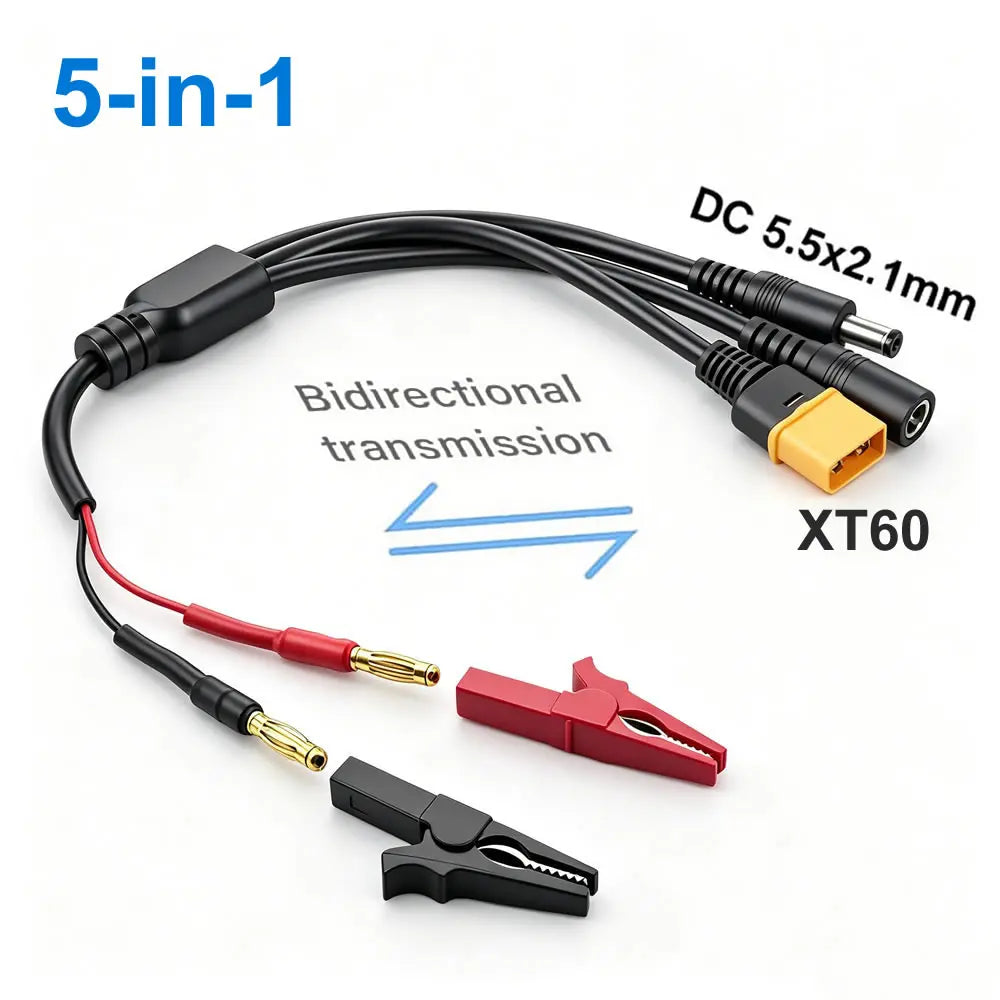 XT60 to 4mm Banana / Alligator Clip Adapter Cable, XT60H Female Male Connector Charging Cord 4.0mm Banana Plug to DC 5.5x2.1mm