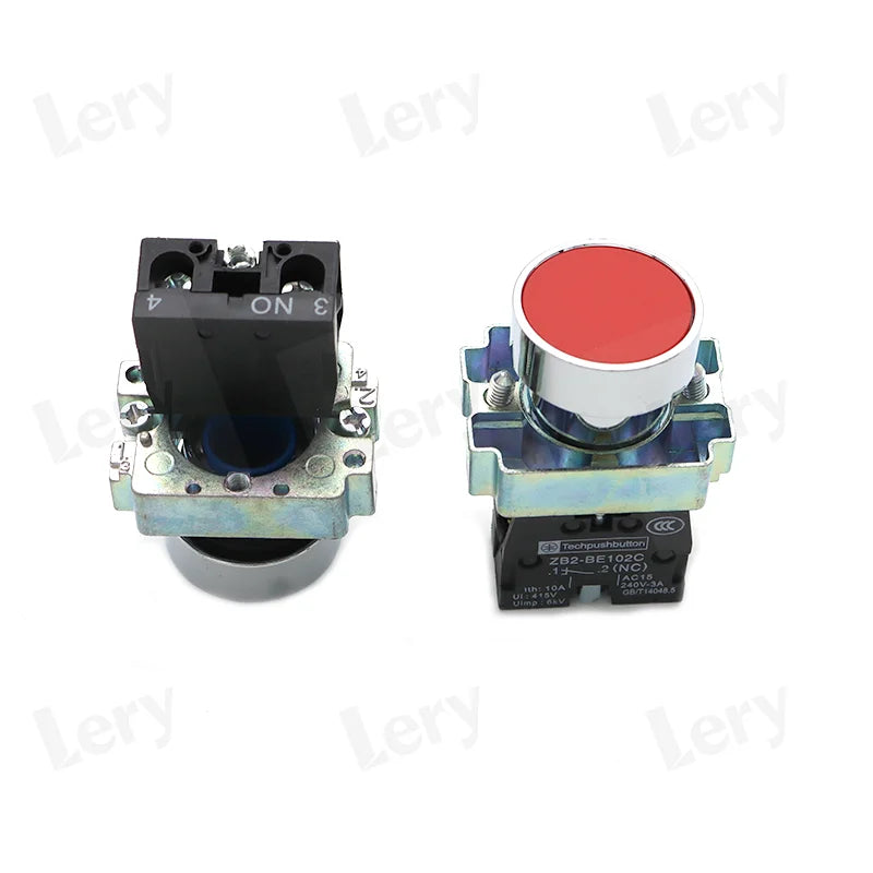 1Pcs XB2-BG21 XB2-BA31 XB2-BS54 22mm Knob Key Start Inching Power on Button Switch Self Reset Small Mushroom Head Emergency Stop