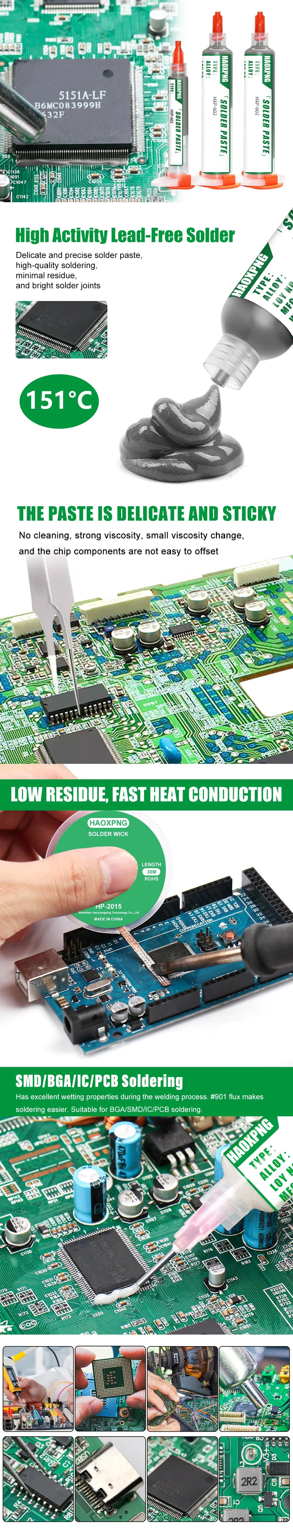 151 ° C/303.8 ° F New Solder Paste, No Need for Cleaning, Solder Repair and Maintenance, Lead-Free Solder Paste Flux, 10g/35g/55