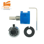 1set PLR 3590S Precision Multiturn Potentiometer Kit - 10 Ring Adjustable Resistor + Rotary Knob & Counting Dial