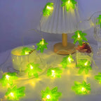 1PC Green Maple Leaf LED String Light,Battery-Powered Fairy Light,Decorative Lighting For Indoor/Outdoor Camping,Fence,Yard,Lawn