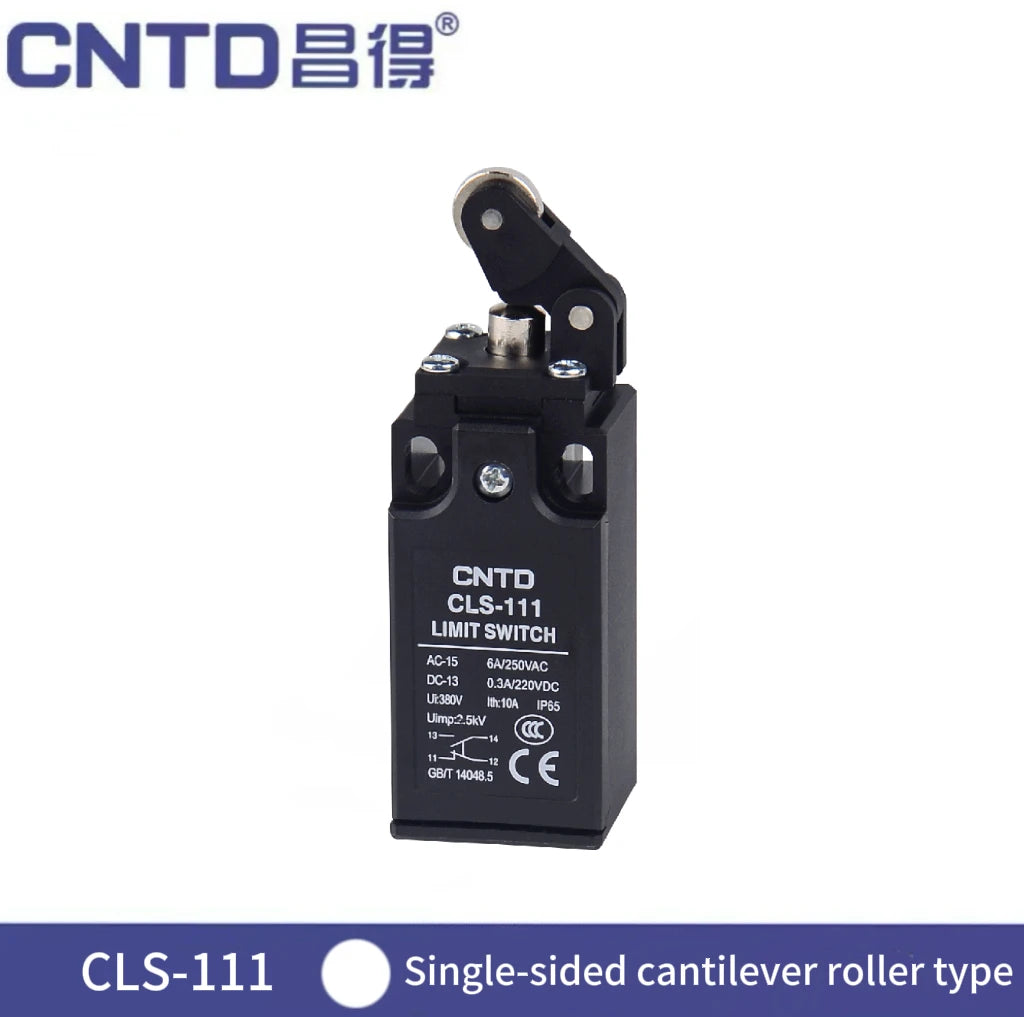 CNTD CLS-111 Limit Switch Left Horizontal Cantilever Roller 1NO/1NC IP65 Waterproof Oilproof Dual Circuit 6A 250VAC 0.3A 220VDC