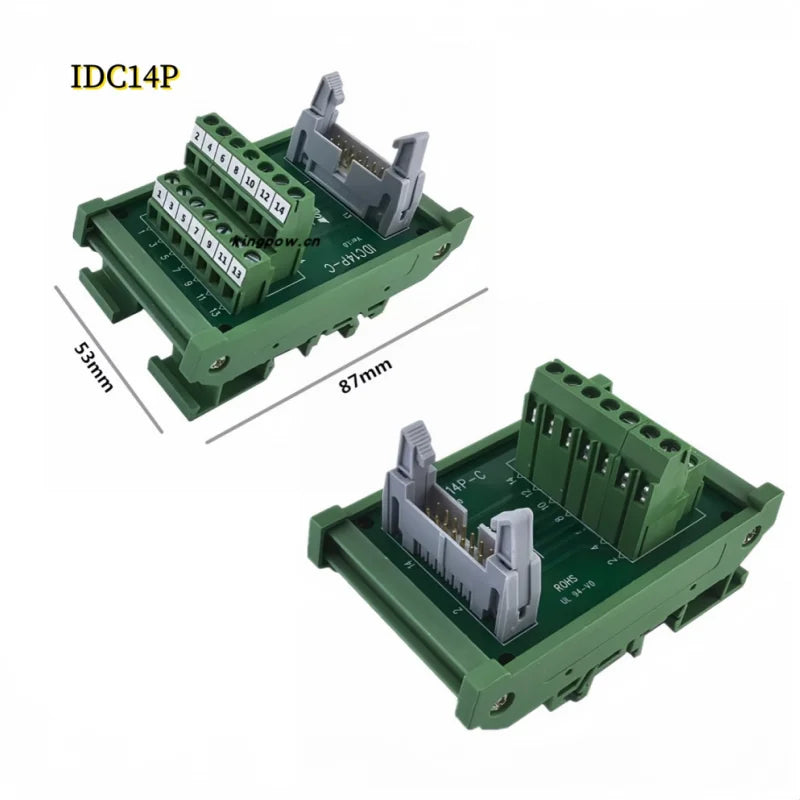 IDC10P/14P/16P/20P/26P/30P/40P/50P/60P/64Pin DC-2 To Terminal Block Breakout Board Adapter PLC Relay Terminals DIN Rail Mounting