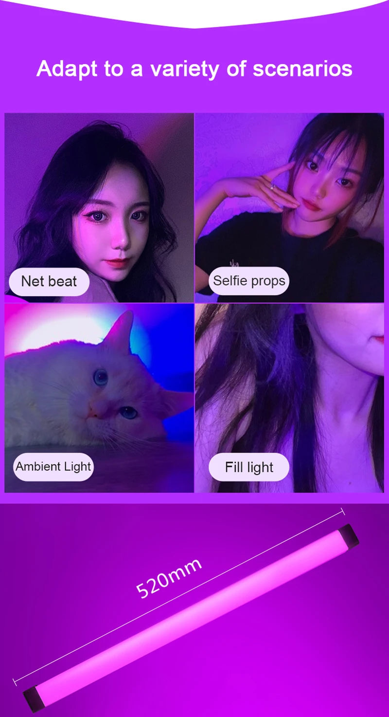 Colorful LED Night Lamps RGB Atmosphere Fill Light Rechargeable Bedroom Photography Lighting Room Decor Luz De Preenchimento New