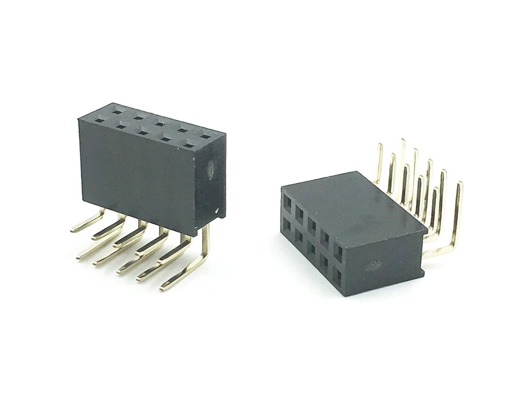 10pcs 2.54mm Female Header Right Angle 2X2/3/4/5/6/7/8/9/10/20/25/30/40P PH8.5mm double row Gold-plated