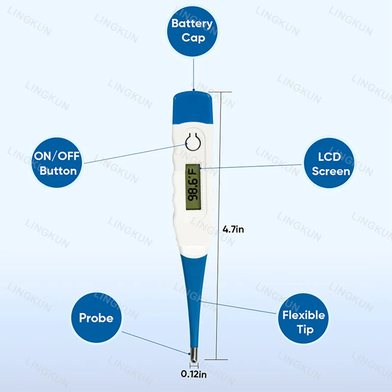 Thermometer for Adults, Soft Head Digital Oral Thermometer for Fever, Basal Thermometer with 15 Seconds Fast Reading
