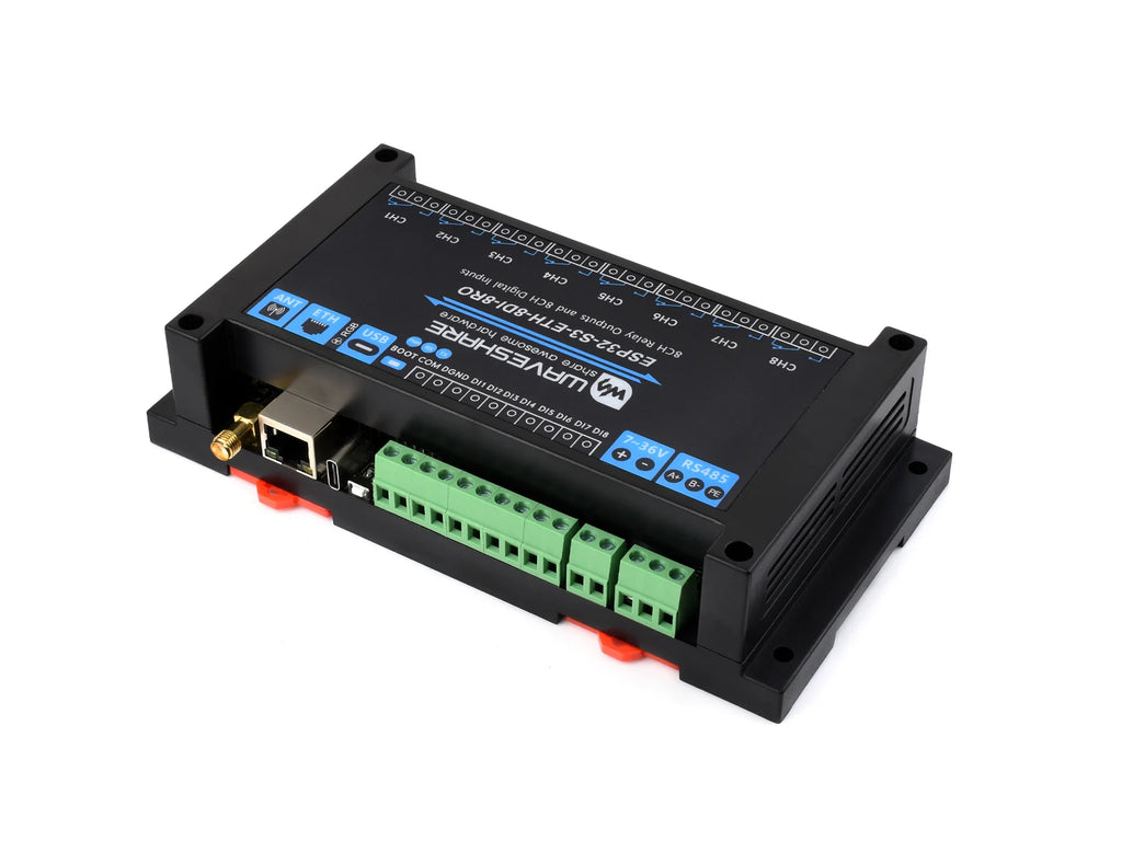 Waveshare Industrial 8-Channel ESP32-S3 WiFi Relay Module Onboard isolated RS485 interface Multiple Isolation Protection Circuit