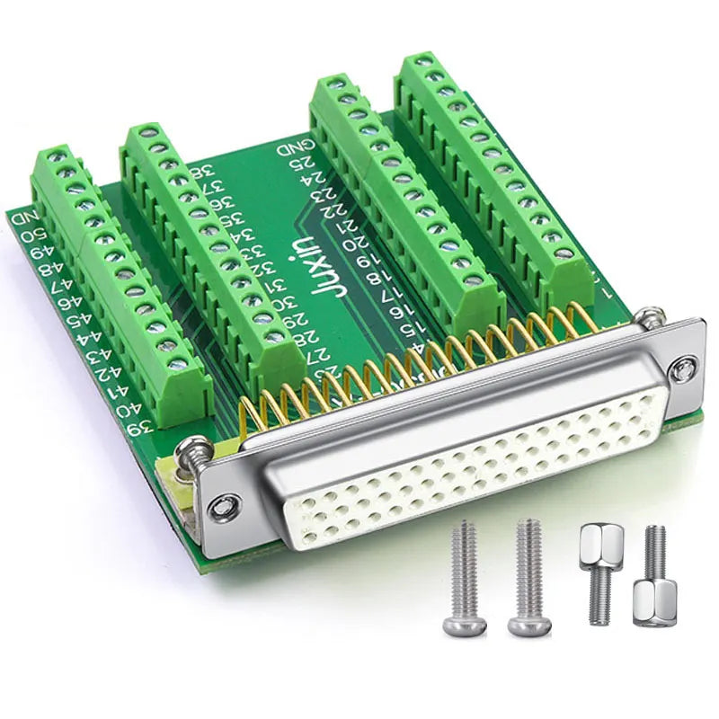 DB50 Solder-free Connector 50Pin Male Female Cable 1 Meter Double Shielded Solid Pin 3 Rows Terminal Block Board Extension Cord