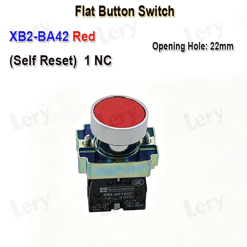 1Pcs XB2-BG21 XB2-BA31 XB2-BS54 22mm Knob Key Start Inching Power on Button Switch Self Reset Small Mushroom Head Emergency Stop