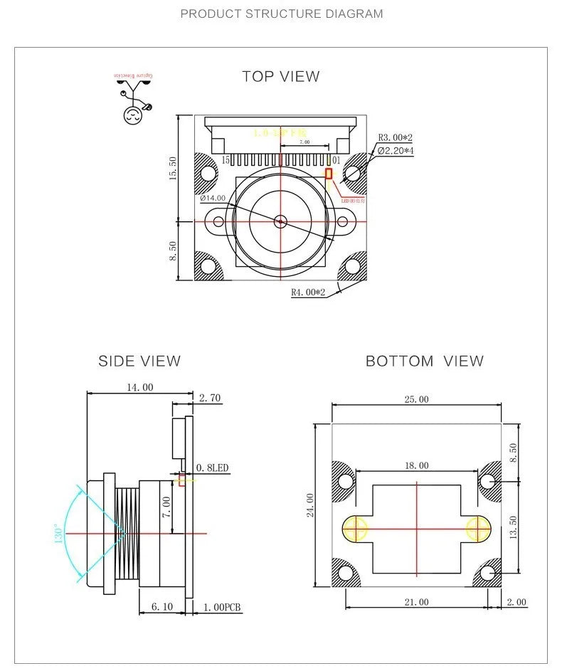 Raspberry Pi 5MP Camera OV5647 1080P Optional Wide Angle Night Vision IR-CUT Fisheye Webcam for Raspberry Pi 4 Model B 3B Plus