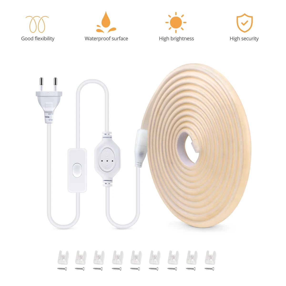 288 LEDs/m IP67 Waterproof AC110V/220V COB LED Strip Light EU/US Plug for Home Hotel Theater Outdoor Advertising Sign Decoration