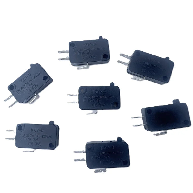 7Pcs KW7‑0 Micro Switch 3‑Pin Momentary Limit Switch,16A 250VAC or 125VAC, T125 Heat Resistance,Micro Switch for Microwave Oven