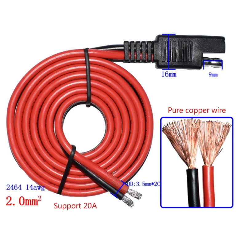 SAE Battery Charger Cable 14AWG-Cigarette Lighter Plug SAE Quick Release Adapter Extension Charging Cable Wiring Harness