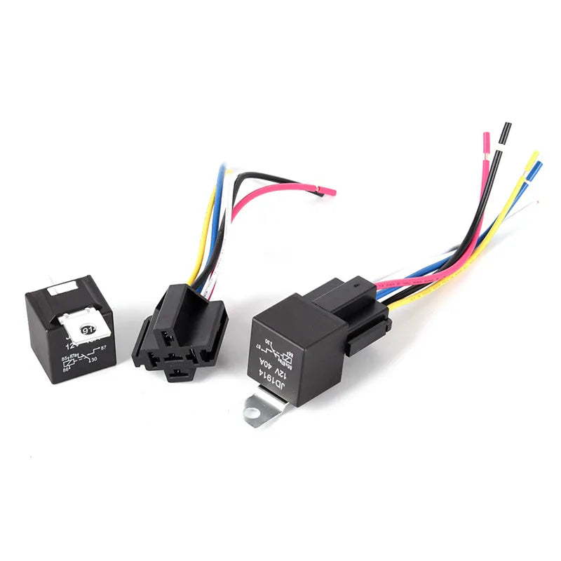 Waterproof Automotive Relay 12v 5pin 40a Car With Black Red Copper Terminal Auto Socket 1pc