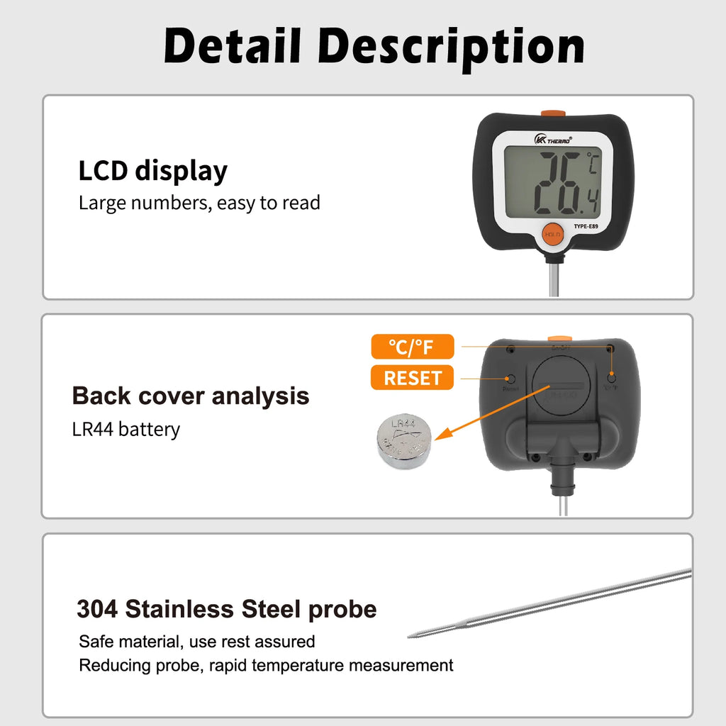 Confectionery/Sugar/Candy Thermometer Food Cooking Kitchen Digital BBQ Thermometer Meat Cake Milk Thermometer Tool
