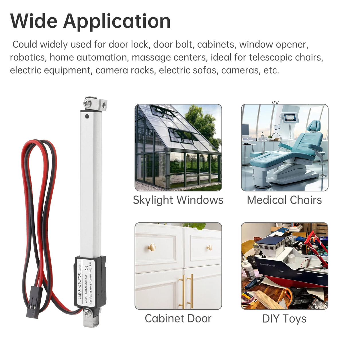 12V Linear Actuator 10-200mm Stroke 32N/64N/96N/188N/1000N/3000N Electric Reciprocating Lifting Linear Motion Actuator Motors