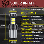 2pcs P21W 7506 BA15S LED Backup Light Bulb Reverse Lamp Canbus For Volvo C30 S40 S60 S70 S80 V40 V50 V60 V70 XC60 XC70 XC90